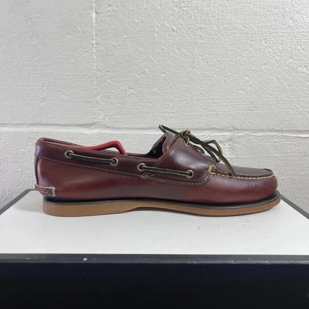 Timberland‎ Boat Shoe Moccasin 25077 Brown Leather 2 Eye Slip On Men's 10.5 US